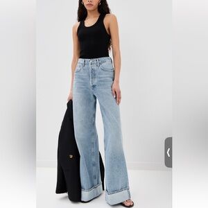 Agolde Light Blue Wide-Leg Flared Jeans